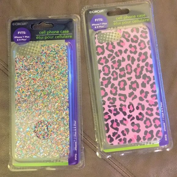 NWT TWO Apple iPhone 7 8 plus case cover PINK animal glitter leopard cheetah LOT - Picture 5 of 15